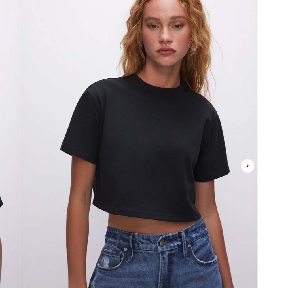 Good American cropped t-shirt black size Large / 3 Revolve / 100% cotton / NWOT
